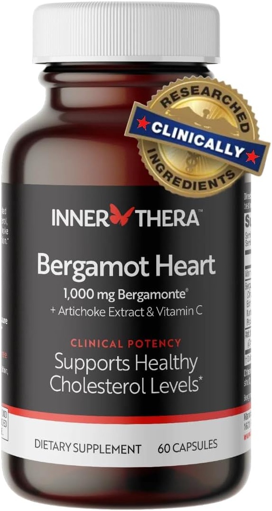 Bergamotte Herz -1000mg Certified Citrus Bergamotte - extra Stärke Polyphenole - Kardiologen entwickelt & Klinisch bewährt - Bergamotte Ergänzung für hohe Cholesterin & Herzgesundheit