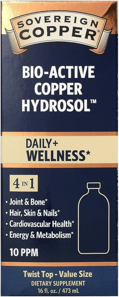 Sovereign Silver Natural Immunogenics Bio- Active Copper Hydrosol, 10 ppm 16 oz Liquid