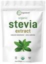 Micro Ingredients Pure Organic Stevia Powder, 4 Ounces, 706 Serving, Highest Grade Stevia Green Leaf Extract Reb-A, Reduced Bitter Aftertaste, 0 Calorie, Natural Sweetener, Sugar Alternative, Keto Friendly
