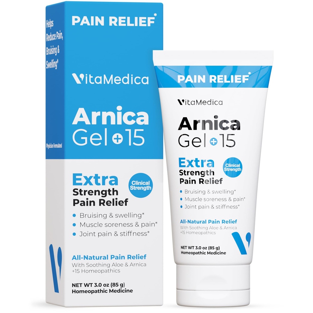 VitaMedica Arnica Gel Plus 15 Healing Plant Compounds, Extra Strength Formula for Bruising, All-Natural Plant-Based Topical Gel