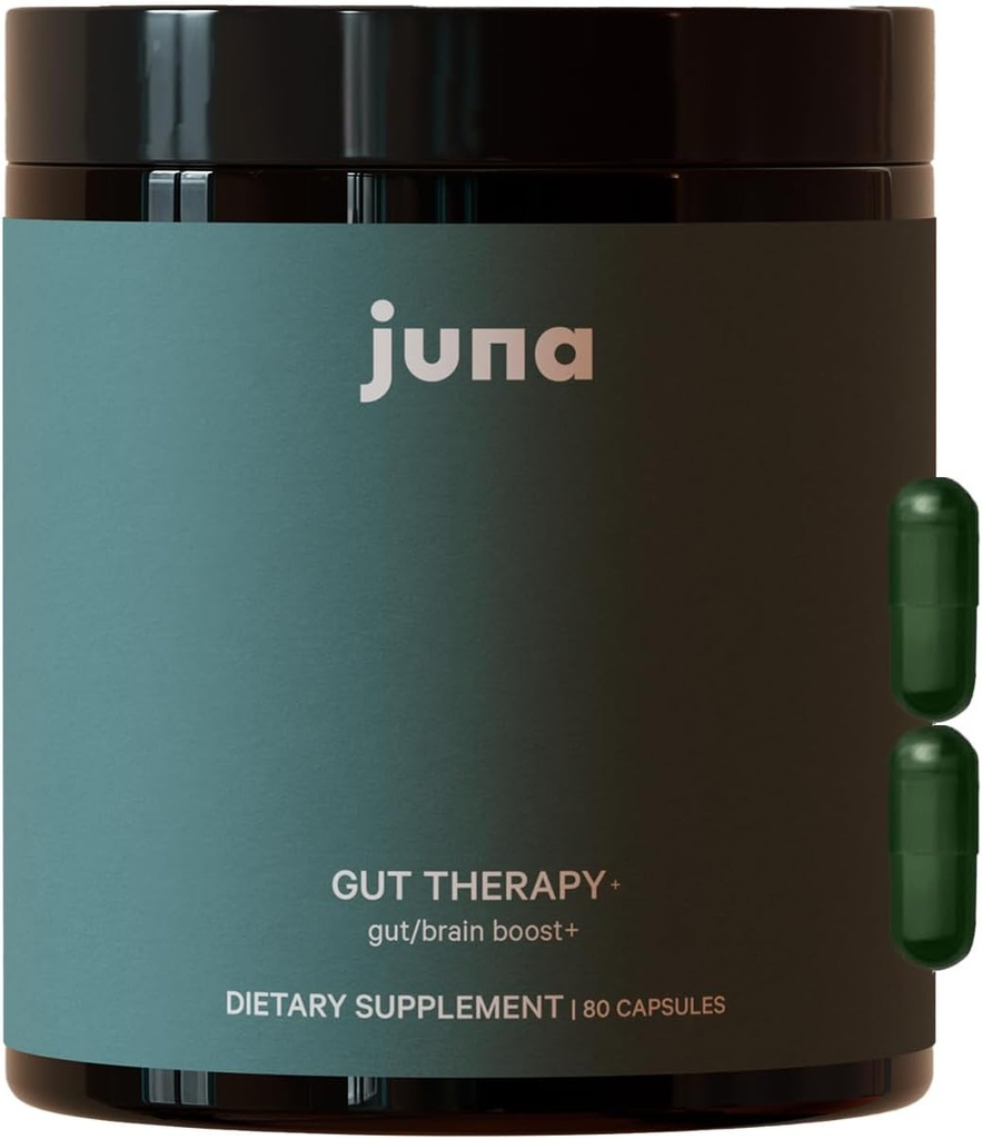 Juna Gut Therapy - Prebiotic & Probiotics와 고급 두뇌 및 Gut 건강 지원 - 개선 된 무드, 관심 및 에너지 - 메모리, 초점 및 정신 Clarity 지원 - 연료인지 성능 (80 모자)