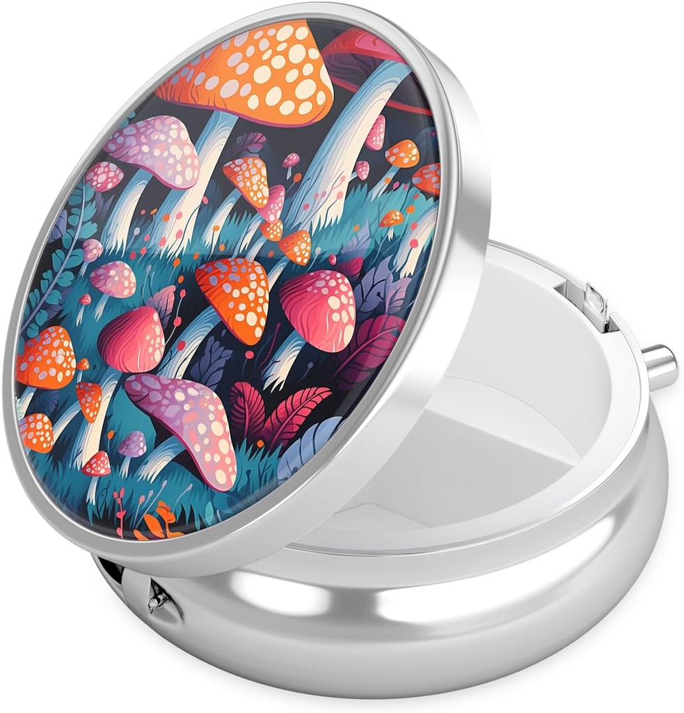 Nipichsha pill Box, Small Pill Case for Purse & Pocket, cute Travel Medicine Organizatorius, Nešiojamasis Vaistų Konteineris Hold Vitaminai, Medikacija, Žuvies aliejus ir papildas, Gana grybų
