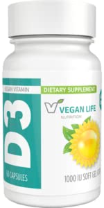 Vitamin D3 Daily Capsules for Adults (1000 IU) - Gluten-Free, Non-GMO, Supports Bone Health and Immune System - 60 Capsules