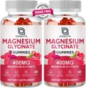 Magnesium Glycinate Gummies 400 mg med 100 mg Composite magnesium - Chelated Magnesium Kalium Supplement med vitamin D, B6 støtter ro, søvn, minne og muskel krummer, Sukker gratis - 120 Gummies