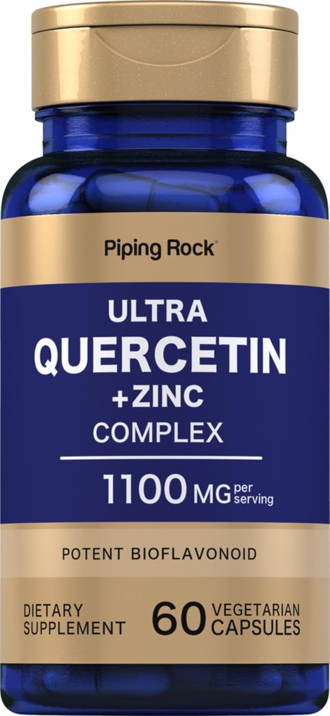 Piping Rock Quercetin Zinc Complex 1100 mg | 60 Capsules | Potent Flavonoid | Non-GMO, Gluten Free Supplement