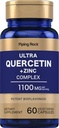 Piping Rock Quercetin Zinc Complex | 1100 мг | 60 капсул | Не-ГМО, безглютеновая добавка