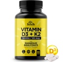 HerbaMe Vitamin D3 5000 IU + K2 with Magnesium Bisglycinate | Complete D3 Activation & Absorption Support Formula | Bone, Muscle & Immune Wellness | 90 Capsules
