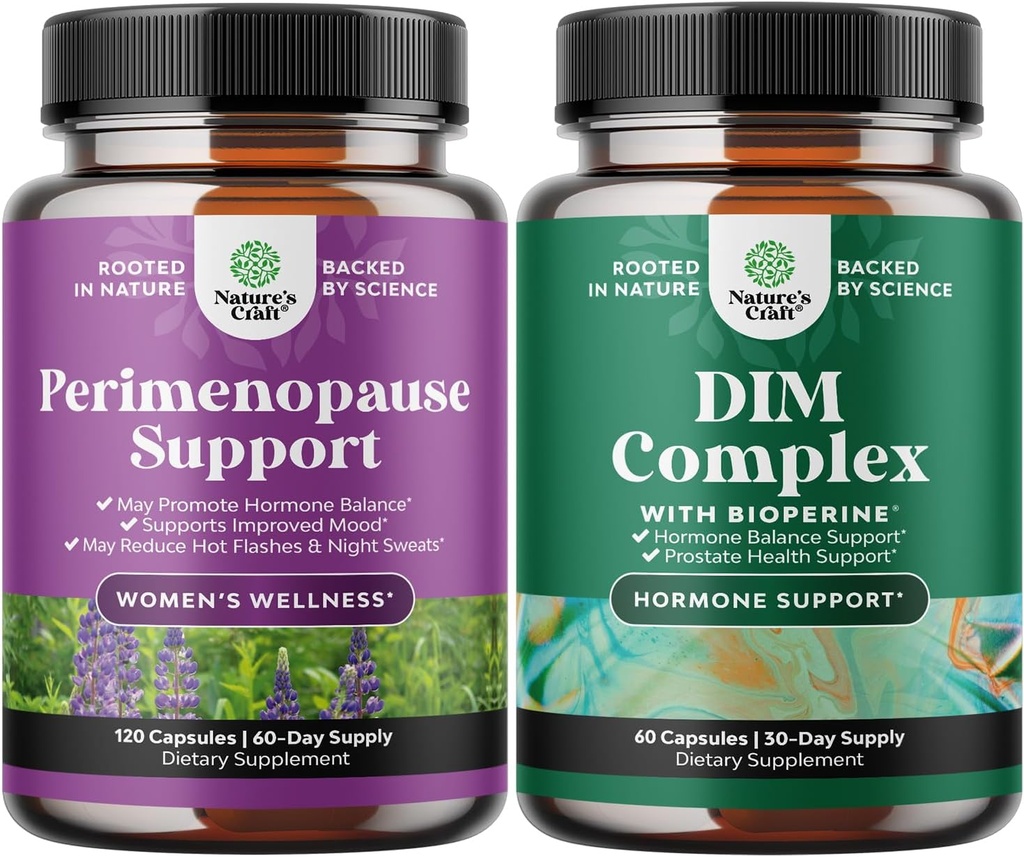 Paquet de Perinominopa suplementari per a Dones amb el complex de Maca Root Vitex Berry & Black Cohosh i Pure DM suplementari amb Bioperina - Diindolimene Testosterone amb Broccoli Florets