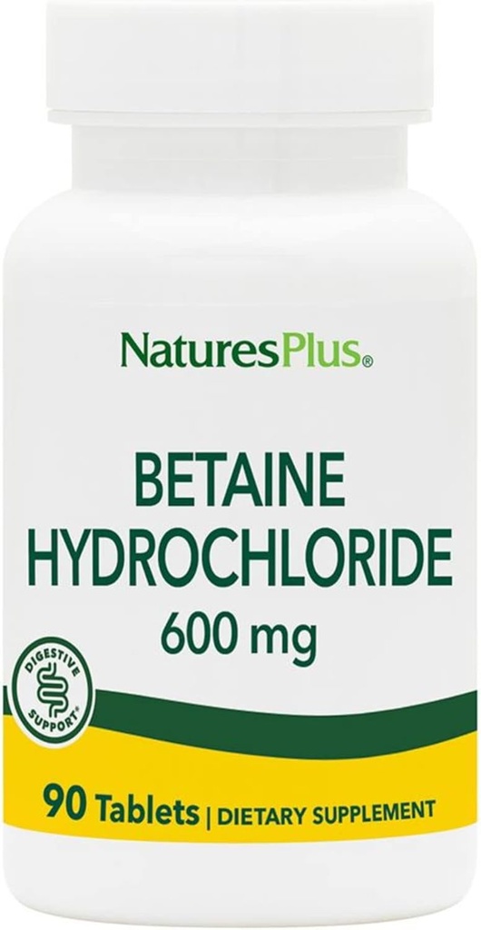 Thiên nhiên Plus Betaine HCCBI (Hydrochloride) - 600 mg, 90 bảng - Phụ dự phòng soạn thảo, Relieves triệu chứng tim lửa và tiêu hóa - Sinh học Hyluten- Free - 90 phục vụ