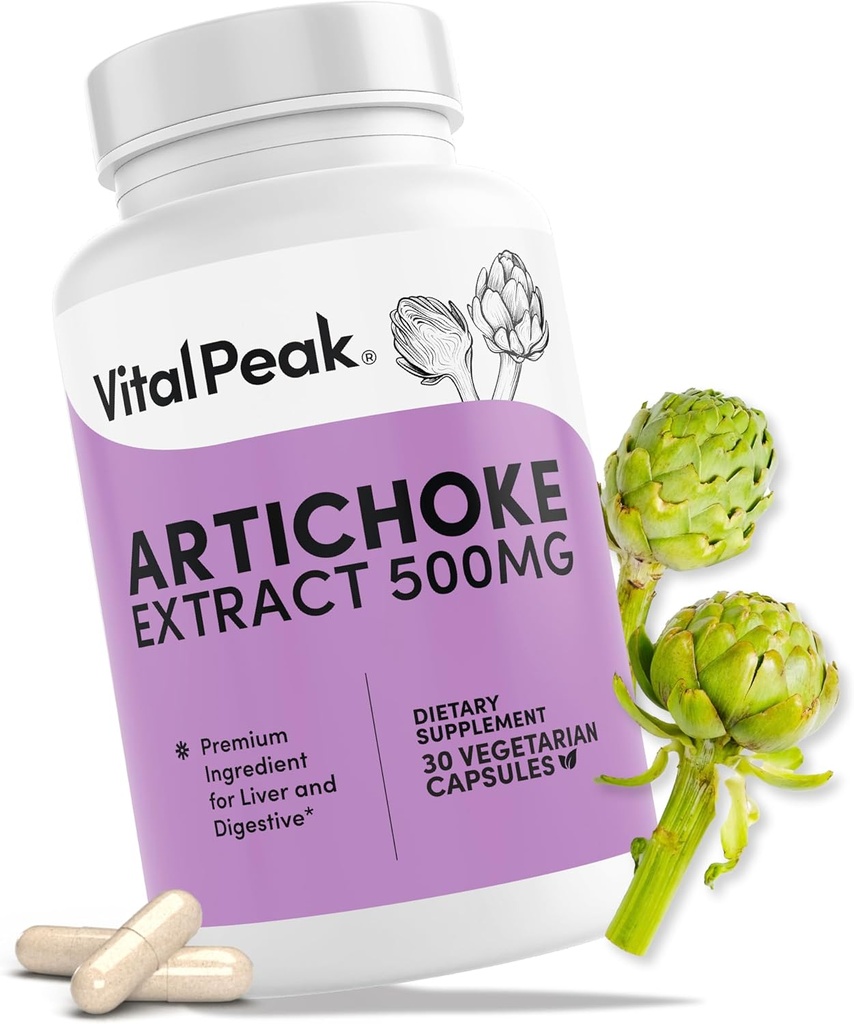 Artichoke 500 mg Supplement - Potent Artichoke Extract Capsules for Liver Helse & Digestive Support - Artichoke Leaf Extract fremmer energi og fokus - 30 Kapsler