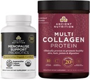 Ancient Nutrition Regenerative Organic Sertificēts Probiotikas Menopause, 60 Skaits + Multi Kolagēns Olbaltumvielu pulveris Neuzliesmojošs, 45 Kalpo