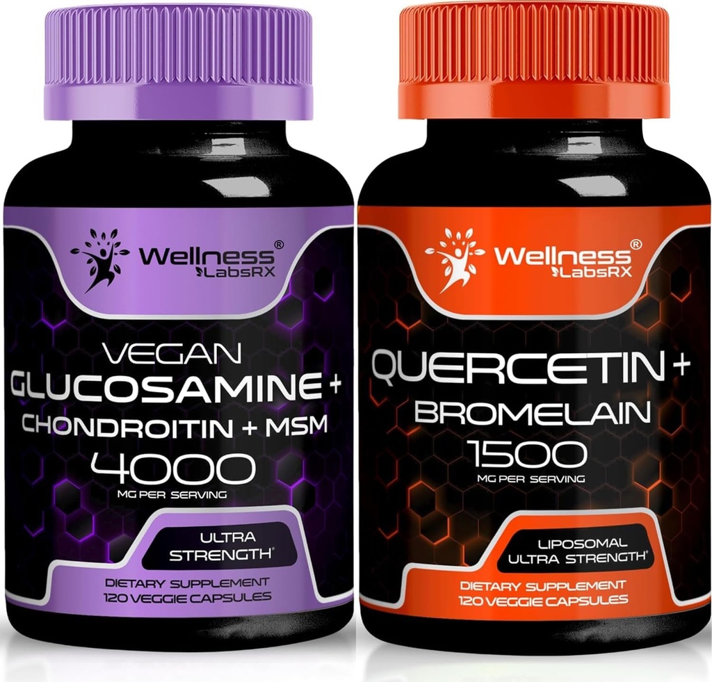 WELLNESS LABSRX Glucosamine Chondroitin MSM | Quercetin with Bromelain Capsules