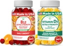 Lunakai vitamin B12 và vitamin D3 Gummies Bundle - 3000 mcg B12 và 25 mcg 1000 UI VIT D3 - Gluten Free, No Corn Syrup, vi khuẩn, phi-GMO, cây Gelatin Free