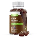 Viteey Iron Gummies - Iron with Vitamin C | Energy, Blood Support and Anemia Supplement for Women & Men - Vegan, Gluten Free - 60 Count
