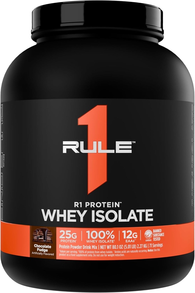 규칙 1 R1 단백질 Whey Isolate - 25g Protein & 6g BCAA를 단독으로 일 아웃 복구를위한 Isolated & Hydrolyzed 소스 (5 파운드 *, 초콜릿 판)