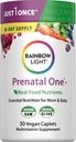 Rainbow Light High- Potency Prenatal One Multivitamin, Prenatal Health Multivitamin podporuje maminčina zdraví a vývoj dítěte, S vitamínem C, Vegan, 30 Počet