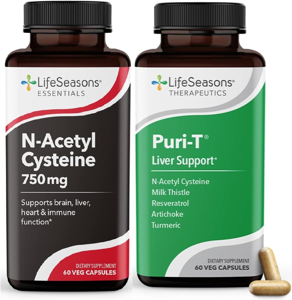 LifeSeasons Puri-T с N-Acetyl Cysteine Boost - поддерживает детоксикацию печени и легких - 120 капсул