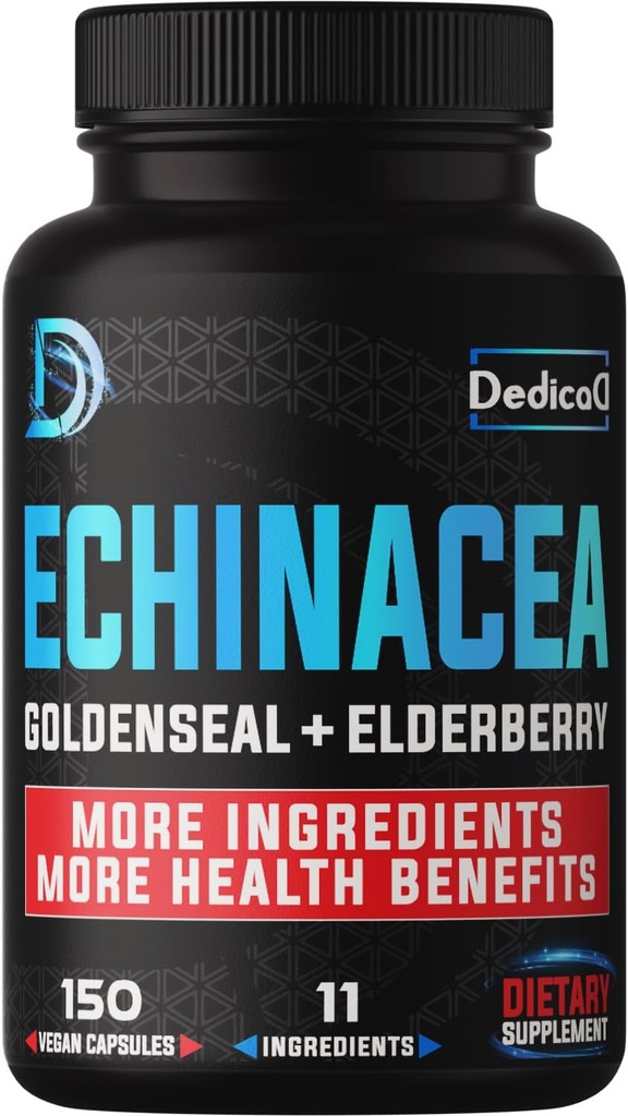 Suport de defensa Suppement - Tots els 11 Herbs de Echinacea, Goldensenal, Laderberry, Camu, Ginger, Tyma, Chaga, Reishi, Burdock, Acerola - 5 mesos de policia - 150 Capules