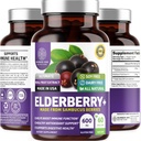 N1N Premium Black Elderberry Capsules per a adults [Max Warry] Pur i Potent Elderberberberry de Sambucus Ngra per a donar suport a la Imunity i a la salut de la pell, No-GMO, Guten Free, 60 Veg Caps