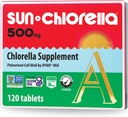 Sun Chlorella 500mg Cos sencer Bénes Green Algae Superfod suplementari - Jomne Defensa, Gut Health, Peurtion Natural, Energia Boondill - B12, Iron, Protein - No-GMO - 120 taules