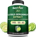 מזון מזינים Premium Citrus Bergamot תוסף 1400mg 25:1 Bergamia Extract - 60 יום אספקה (120 קפסולות): Powerful Italian Citrus Bergamot 1400 מ"ג + ריכוז גבוה - Heart and Circulatory System