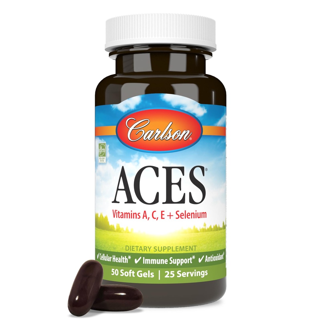 Carlson - ACES, Vitamins A, C, E + Selenium, Cellular Health & Immune Support, Antioxidant, 50 Softgels
