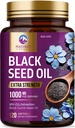 Black Seed Oil Capsules 1000mg Per Serving - Best Cumin Seed Oil - Pure Nigella Sativa Black Seed Oil & Thymoquinone - Amazing Antioxidant for Skin Support Supplement - Bottled in USA - 120 Softgels
