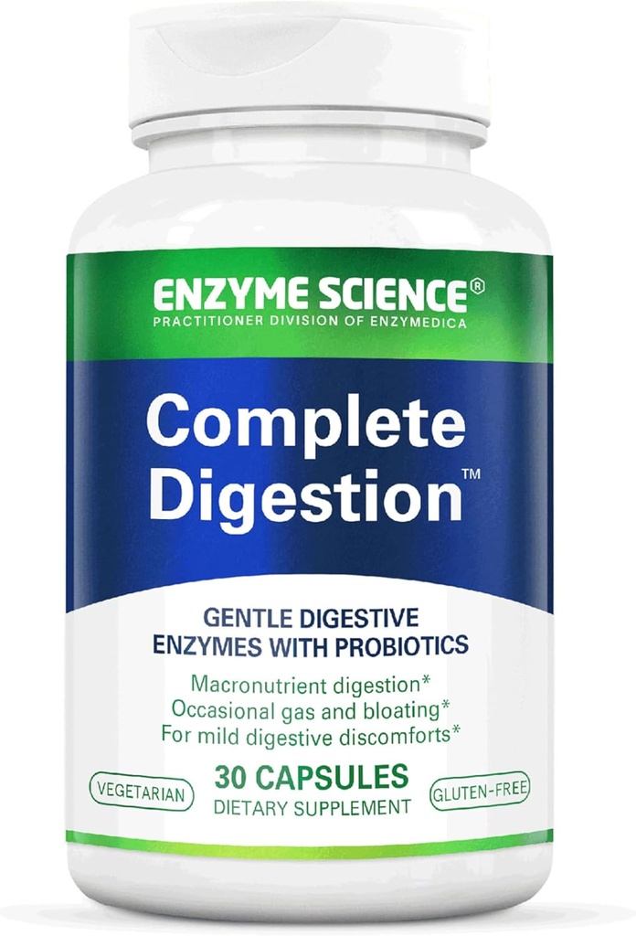 Enzyme Science Complete Digestion - Verdauungsenzyme für Frauen und für Männer mit Probiotika - 3-in1 Gut Health Support for Digestion - Verdauungsgesundheit – Enzimas digivas y probioticos - 30 Kapseln