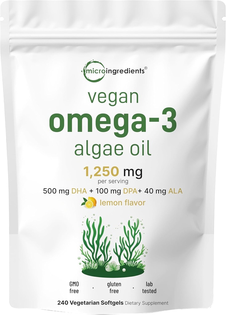 Micro Ingrients Vegan Omega 3 Algae Oil, 240 Vegie Softgels