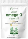 Micro Ingredients Vegan Omega 3 Algae Oil, 240 Veggie Softgels Omega 124; Fish Oil Alternative Omega 124; DHA 500mg & DPA 100mg Omega 124; Karagenan Free Omega 124; Plant- based Omega 3 with Flaxseed & ALA Omega 124; Citron ochucený