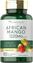 Carlyle African Mango Supplement 1220mg | 80 kapsulak Tea erauzketa berdearekin | GMO ez, Gluten Free