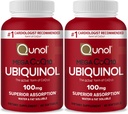 Qunol Mega Ubiquinol Coq10 100mg, Assorbimento Superiore, Acqua brevettata e Fat Soluble Formula di Coenzyme Q10, Antiossidante per la salute del cuore, 60 Softgels, Confezione da 2
