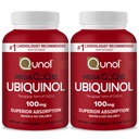 Qunol Mega Ubiquinol Coq10 100mg, Superior Absorption, Patented Water and Fat Soluble Natural Supplement Form of Coenzyme Q10, Antioxidant for Heart Health, 60 Softgels, Pack of 2