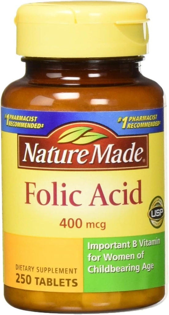 Nature Made Folic Acid (400 µg) Tablets, 250 Count, Opakowanie po 2