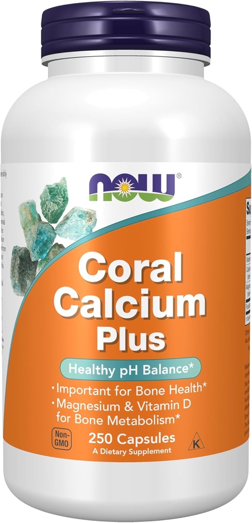 JETZT Nahrungsergänzungsmittel, Coral Calcium Plus, Knochengesundheit*, Gesunde pH-Balance*, 250 Veg Kapseln