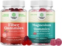 Bundle of Fiber Gumries - supliment rădăcină de cicoare cu suport prebiotic pentru sănătate gutoasă și digestivă și gume de magneziu - Relaxare Citrat de magneziu - aroma de zmeură pentru organism și relaxarea minții