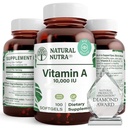 Natural Nutra Vitamin A 10000 IU Softgels, Vitamin A 100 Count (2 Pack) | 10000 IU Per Softgel,Supports Eye Health,Supports Skin Health,Gluten Free