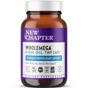 New Chapter Wholemega Fish Oil Supplement, Tiny Capsules, 2000mg per Serving, Clinically Proven Wild Alaskan Salmon Oil with Omega-3 + Vitamin D3 + Astaxanthin, 500mg Each - 90 Count