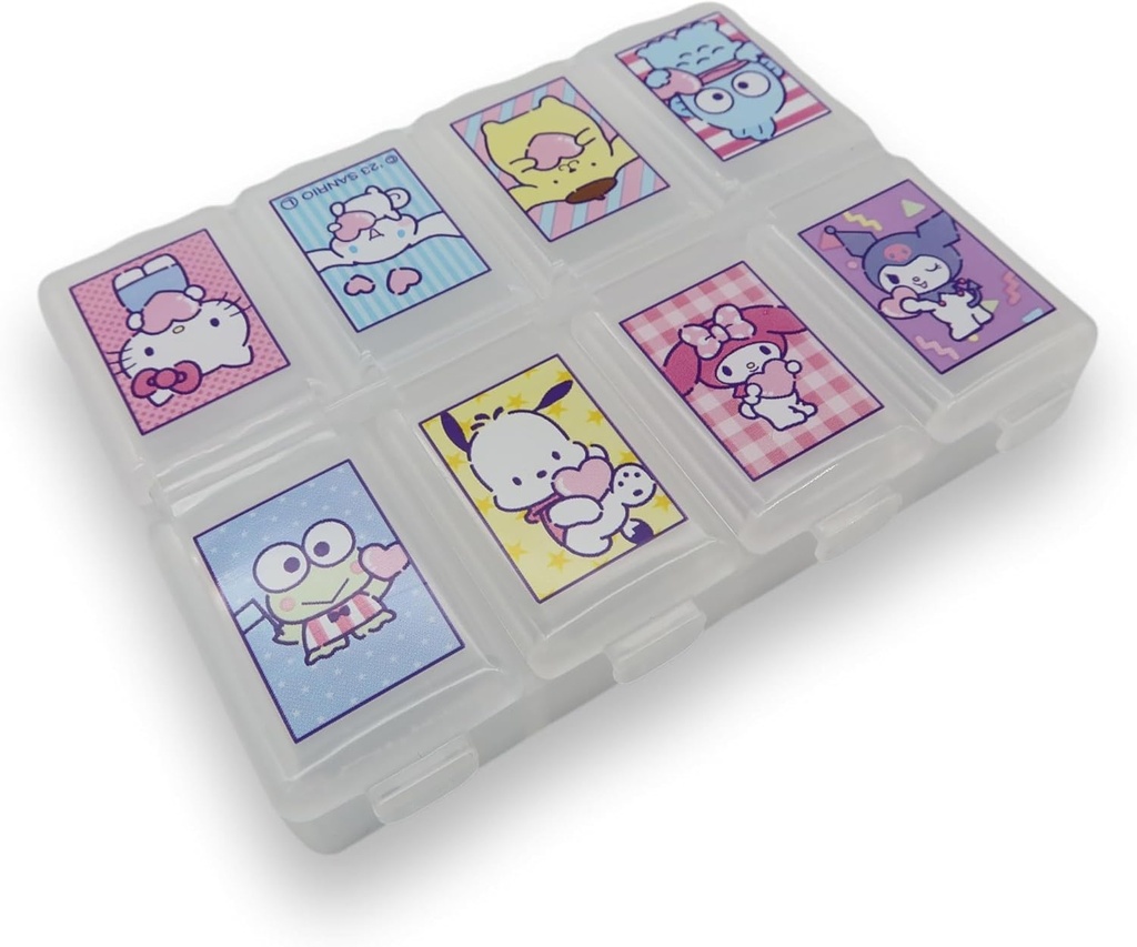 Sanrio Characters Die-Cut Medicine Supplement Portable Aksesuarlar Case 8 Subdivision qapı (Mix) Multicolor