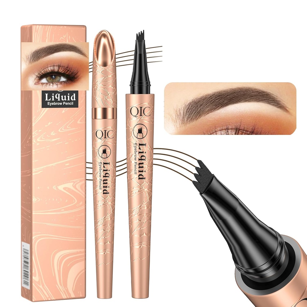 Q706 Eyebrow Pen, 4 Tipped, Precise, Long-ter, Su Eyebrow Makyaj (2#Dark Brown)