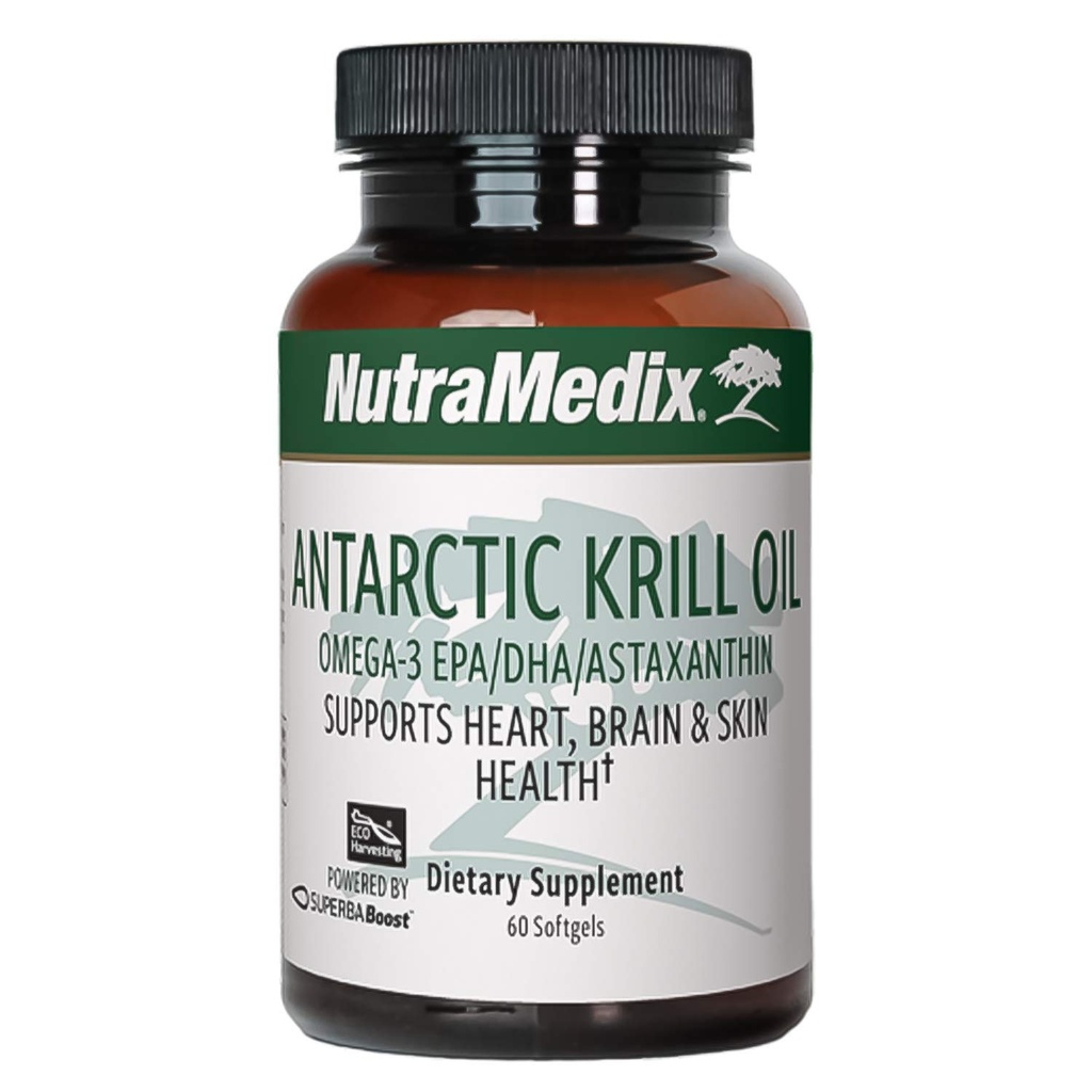 NutraMedix Antarctic Krill Oil 500mg - Fish Oil Supplement - Omega-3s (EPA & DHA) + Astaxanthin - Red Krill Supplement for Joint, Immune, Heart, Liver & Brain Health Support (60 Softgels)