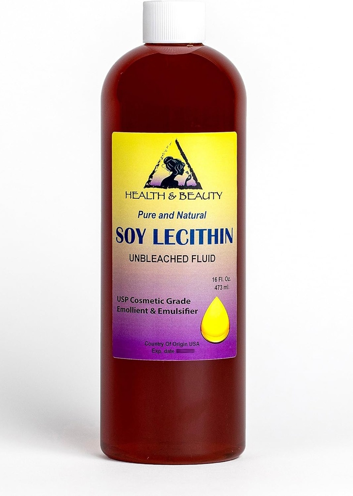 Lecithin soya unbleached flytende emulgator emollientstabilizer ren 16 oz