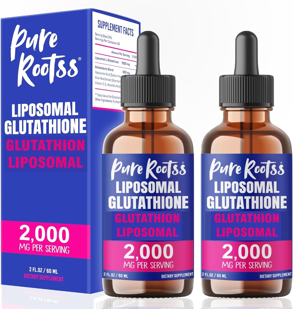 Liposomal Glutathione Liquid Supplemento (Pacchetto di 2), 98% Assorbimento, con Vitamina C, L- Glutathione, 2 Fl Oz per Bottiglia