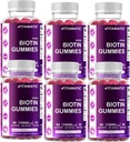 Vitamatic Biotin Gummies 10.000 mcg para cabelos mais fortes, pele e unhas - 60 Vegan Gummies - Também chamado vitamina B7 (6 garrafas)