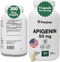 PriSTINE'S Apigenin 50mg 300 Day Supply Supplement for Sleep Capsules - Prostate Support Supplement Found in Chamomile Powder for Relaxation, Healthy Aging, Brain & Heart Health, " Immunity