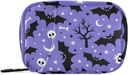 האותיות הקטנות של Halloween Bats Pill Box 7 Day Pill Case Travel Pill Productionser Bag with Zipper Portable Weekly ויטמין Medicine Supplementer Pouch Bager