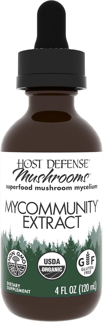 الدفاع المضيف مقتطف بلدي كوميونيتي - 17 Species Blend Mushroom supplement for Immune Support - Extract with Lion's Mane, Reishi. Chaga, Cordyceps, Turkey Tail ' More - 4 fl oz (120 Servings)*