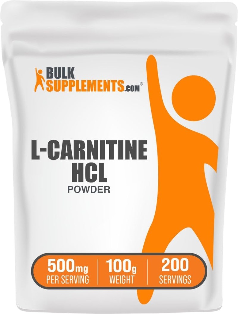 BulkSupplements.com L- karnitin HCl por - karnitin kiegészítés, karnitin por, L- karnitin 500mg - ízesítetlen és glutén mentes, 500mg per szerving, 100g (3.5 oz) (Pack of 1)