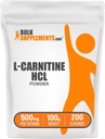 BulkSupplements.com L-Carnitin HCl Pulver - Carnitinergänzung, Carnitinpulver, L-Carnitin 500mg - Unflavored & Glutenfrei, 500mg pro Servierung, 100g (3,5 oz) (Pack von 1)