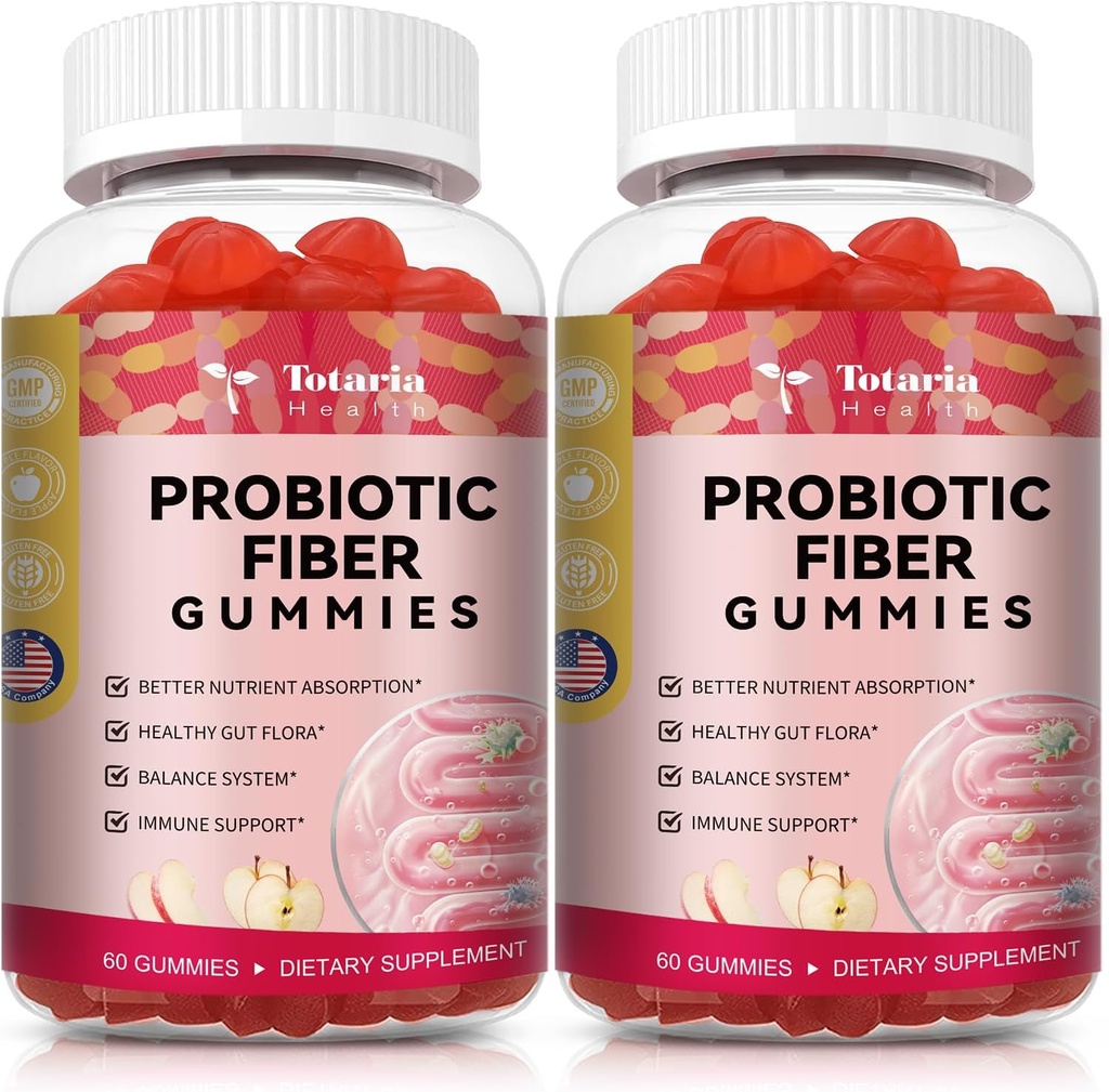 9-in-1 Probiotinio pluošto gummies suaugusiems & paaugliams 16G Fiber per Serving, Psyllium Fiber Addition with 5 Billion KSV Bacillus Coagulans, Inulin, ACV for Digistive, Gut & Immune Wellness - 2 Buteliai